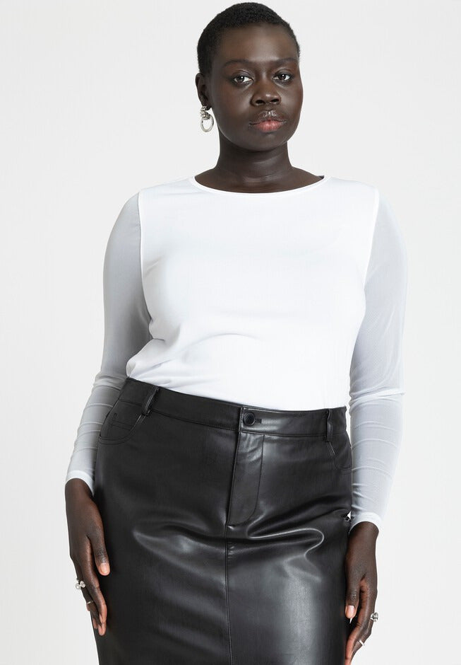 ELOQUII Women's Sheer Sleeve Tee