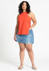 ELOQUII Scooped Hem Tank Top - Orange