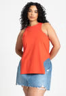 ELOQUII Scooped Hem Tank Top - Orange