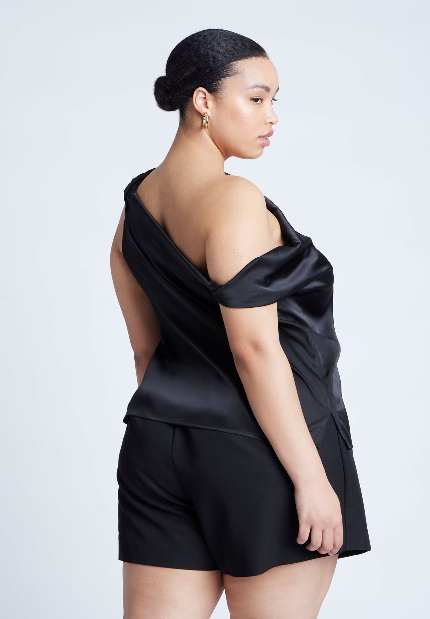 ELOQUII Twisted Satin Top - Black Onyx