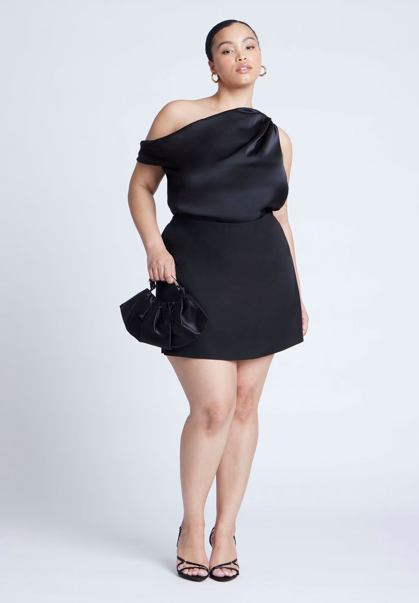 ELOQUII Twisted Satin Top - Black Onyx