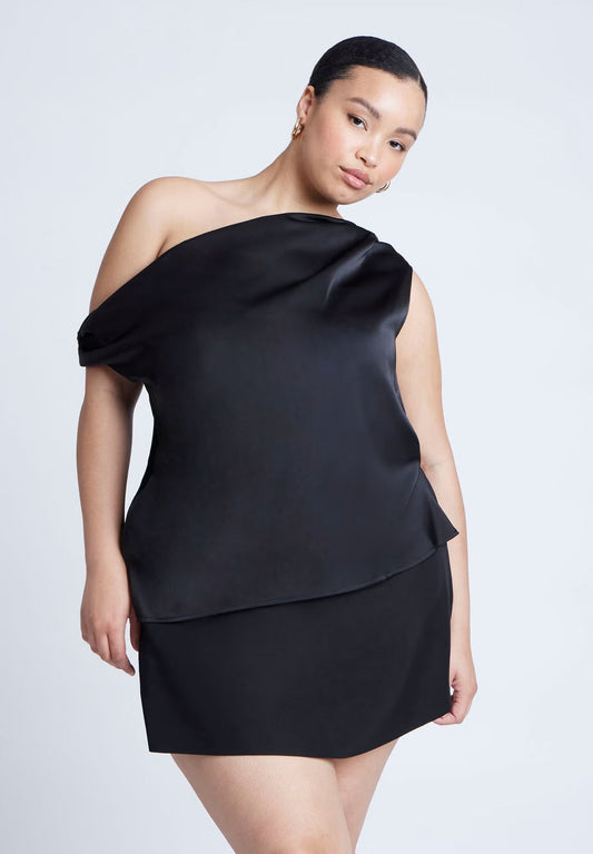 ELOQUII Twisted Satin Top - Black Onyx