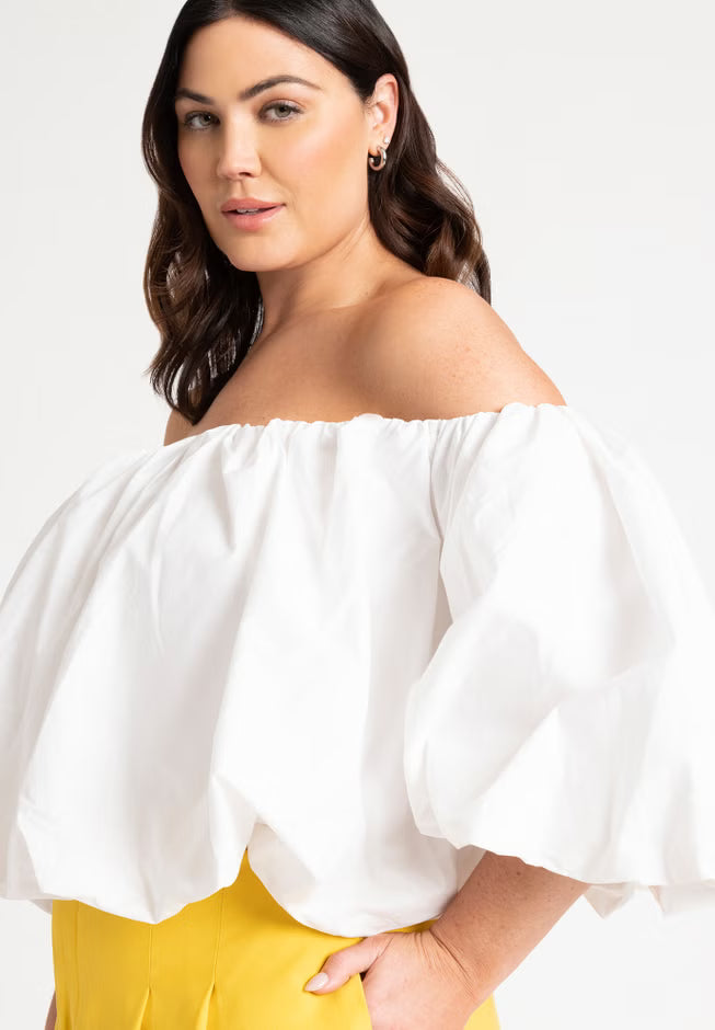 ELOQUII Bubble Top - Powder White
