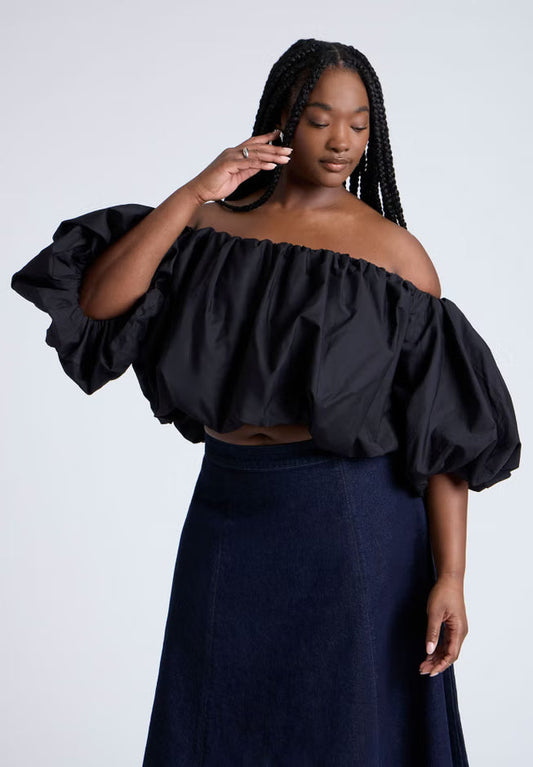 ELOQUII Bubble Top - Black Onyx