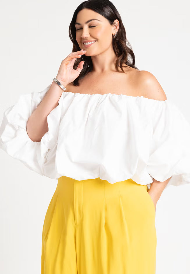 ELOQUII Bubble Top - Powder White