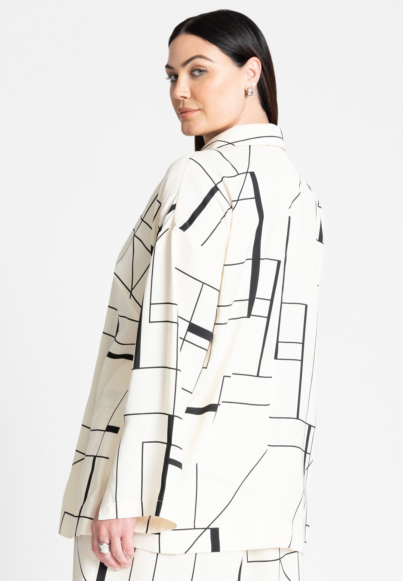 ELOQUII Women's Double Breasted Shirt With Lapel