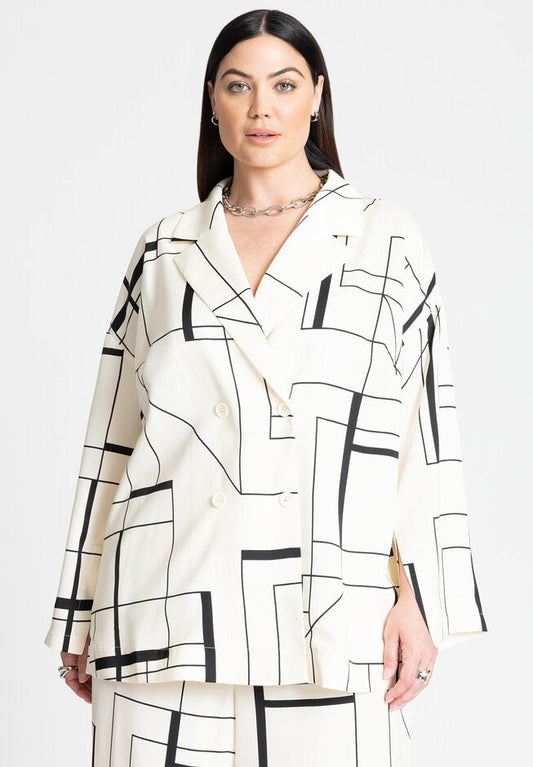 ELOQUII Women's Double Breasted Shirt With Lapel