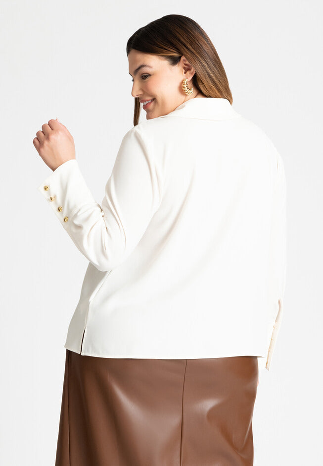 ELOQUII Women's Pointed Collar Button Down Shirt