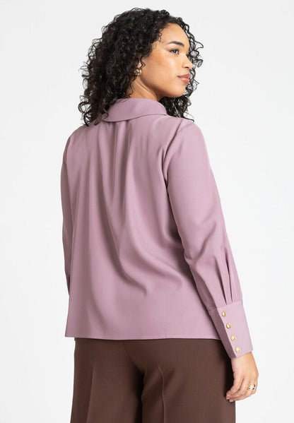 ELOQUII Women's Pointed Collar Button Down Shirt