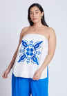 ELOQUII Embroidered Column Top - Jet Stream