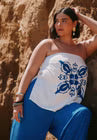ELOQUII Embroidered Column Top - Jet Stream