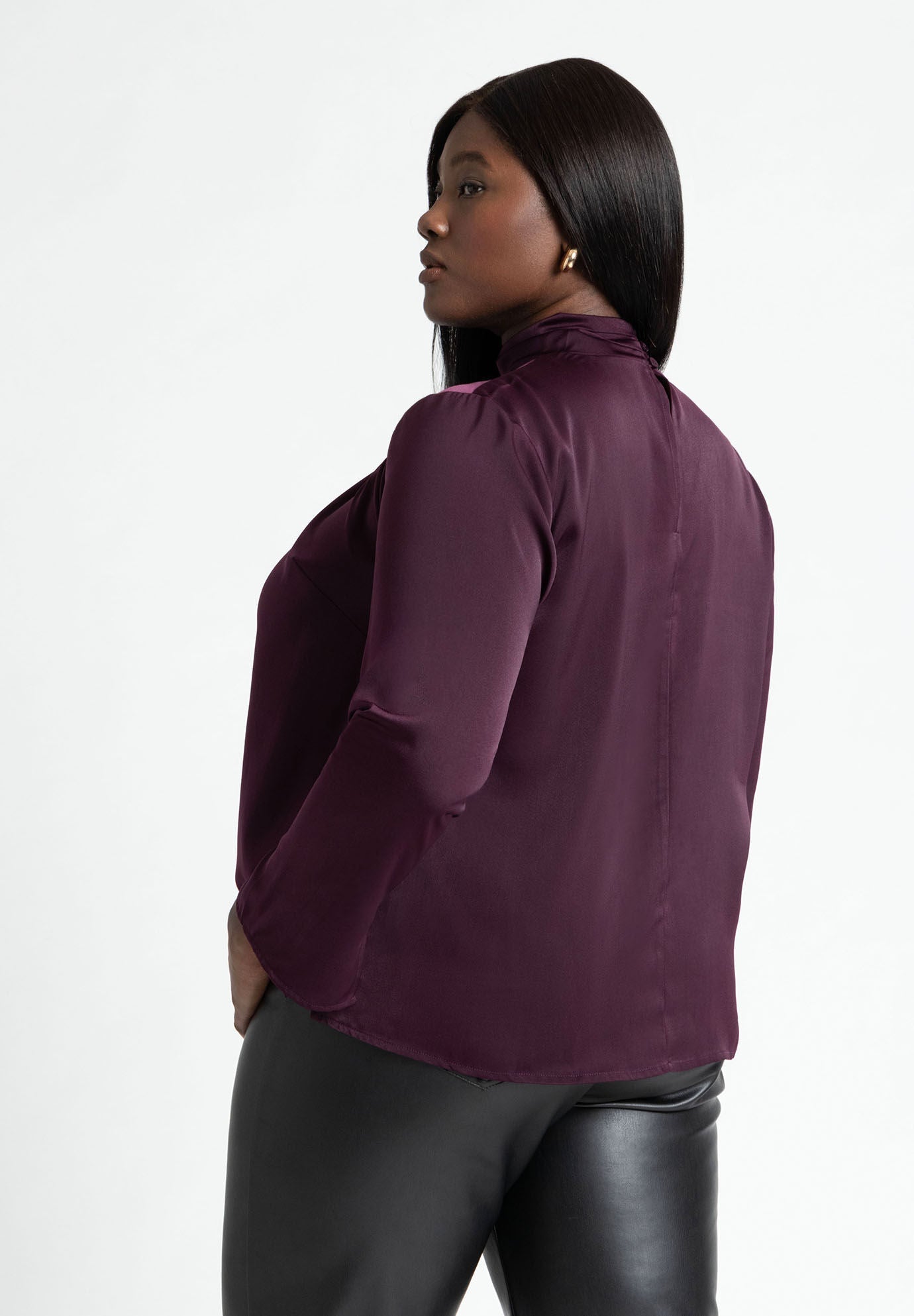 ELOQUII Women's High Neck Drape Top