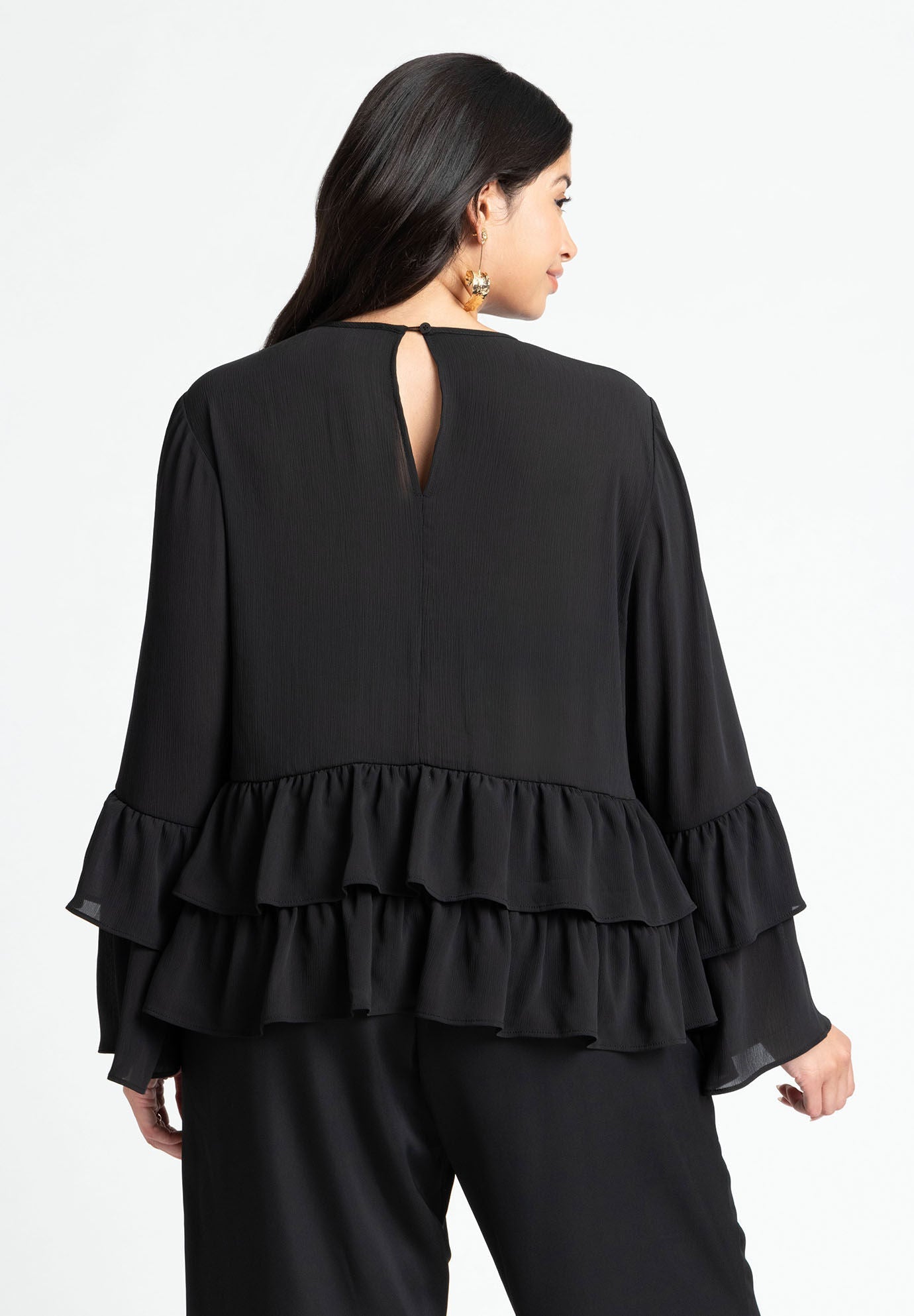 ELOQUII Women's Tiered Ruffle Top