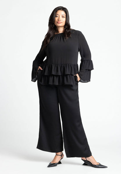 ELOQUII Women's Tiered Ruffle Top