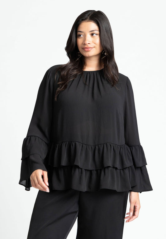 ELOQUII Women's Tiered Ruffle Top
