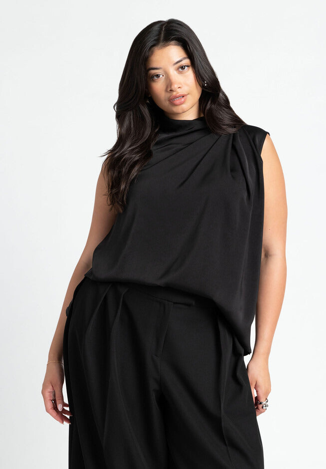 ELOQUII Women's Asym Draped Top