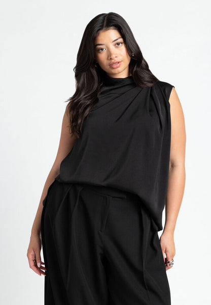 ELOQUII Women's Asym Draped Top