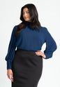 ELOQUII Women's Shirred Mock Neck Blouse