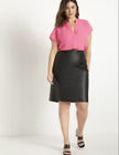ELOQUII Notch Collar Blouse -  Bright Pink