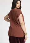 ELOQUII Notch Collar Blouse - Topaz Brown