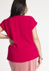ELOQUII Notch Collar Blouse - Fuchsia