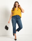 ELOQUII Notch Collar Blouse - Gold