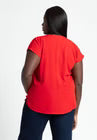 ELOQUII Notch Collar Blouse - Biking Red