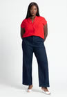 ELOQUII Notch Collar Blouse - Biking Red