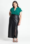 ELOQUII Notch Collar Blouse - Rain Forest