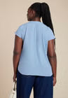 ELOQUII Notch Collar Blouse - Dusty Blue