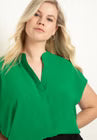 ELOQUII Notch Collar Blouse - Kelly Green