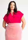ELOQUII Notch Collar Blouse - Fuchsia