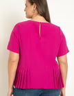 ELOQUII Pleated Hem Top - Festival Fuchsia