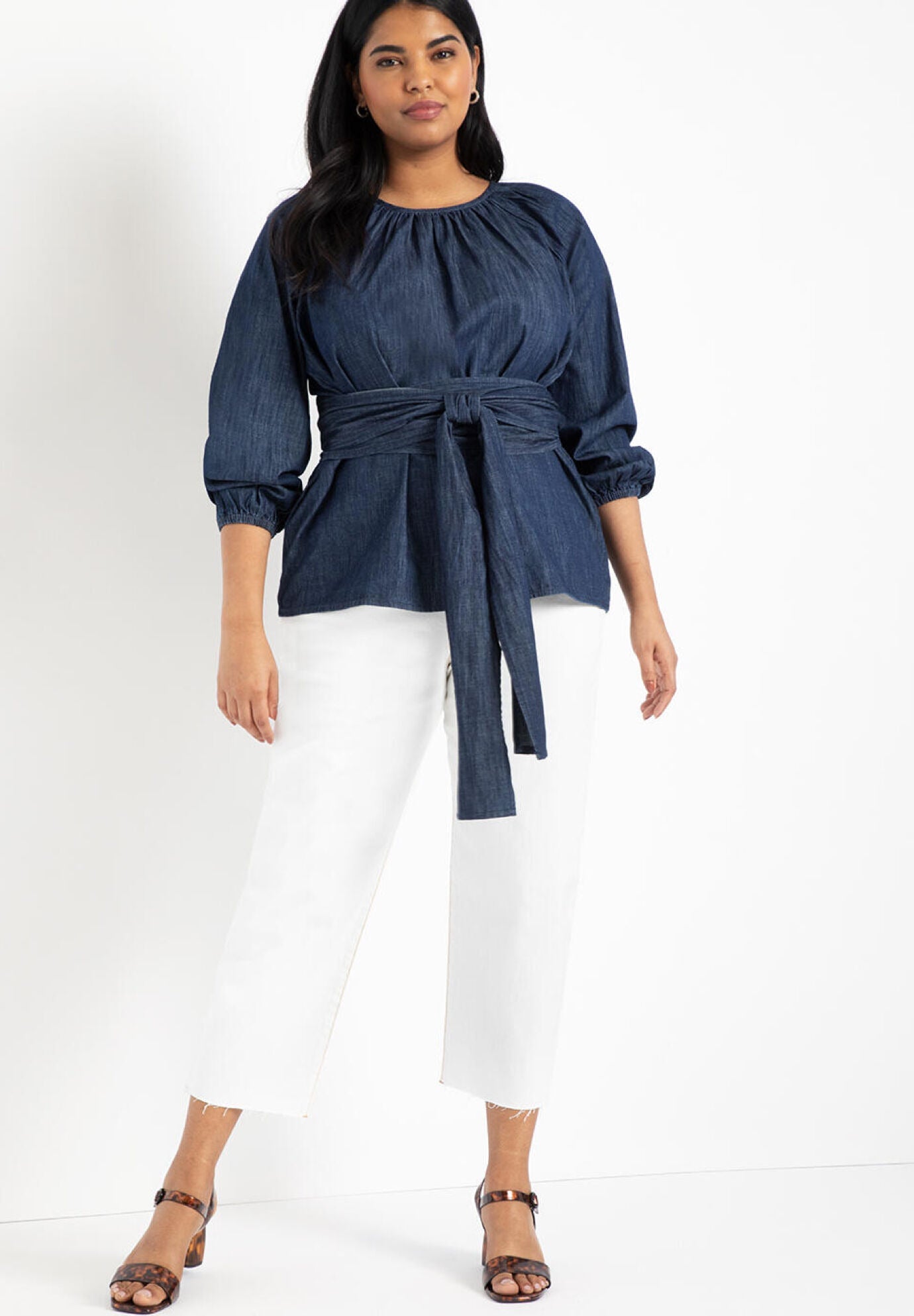 ELOQUII Women's Dramatic Faux Wrap Top