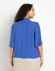 ELOQUII Bow Blouse with Flutter Sleeve - Cobalt