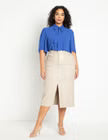 ELOQUII Bow Blouse with Flutter Sleeve - Cobalt