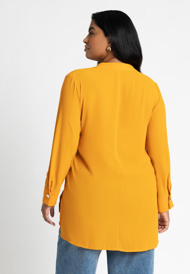 ELOQUII Mandarin Collar Tunic - Gold