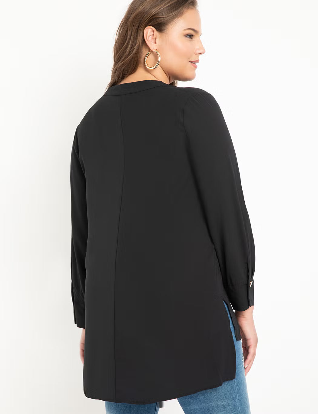 ELOQUII Mandarin Collar Tunic - Black
