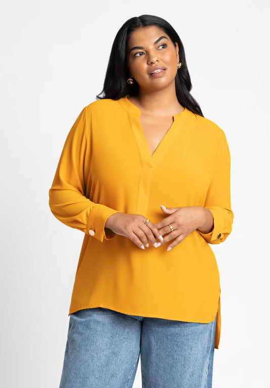 ELOQUII Mandarin Collar Tunic - Gold