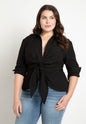 ELOQUII Women's Tie Front Collared Blouse