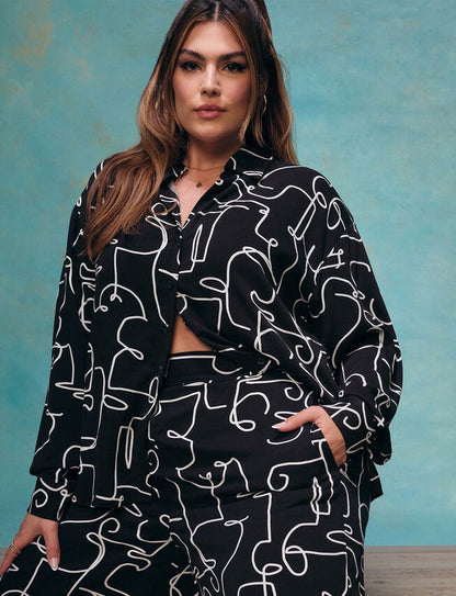 ELOQUII Women's Printed Button Down