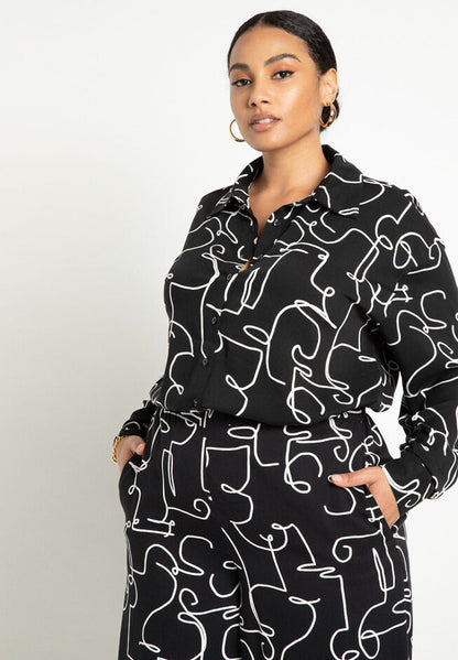 ELOQUII Women's Printed Button Down
