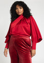 ELOQUII Women's Draped Neck Satin Blouse