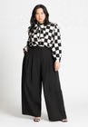 ELOQUII Printed Tie Neck Blouse - Checkered