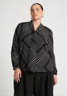 ELOQUII Printed Tie Neck Blouse - Diamond Line