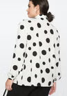 ELOQUII Printed Tie Neck Blouse - Soft White Ground