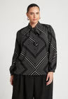 ELOQUII Printed Tie Neck Blouse - Diamond Line
