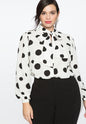 ELOQUII Women's Printed Tie Neck Blouse
