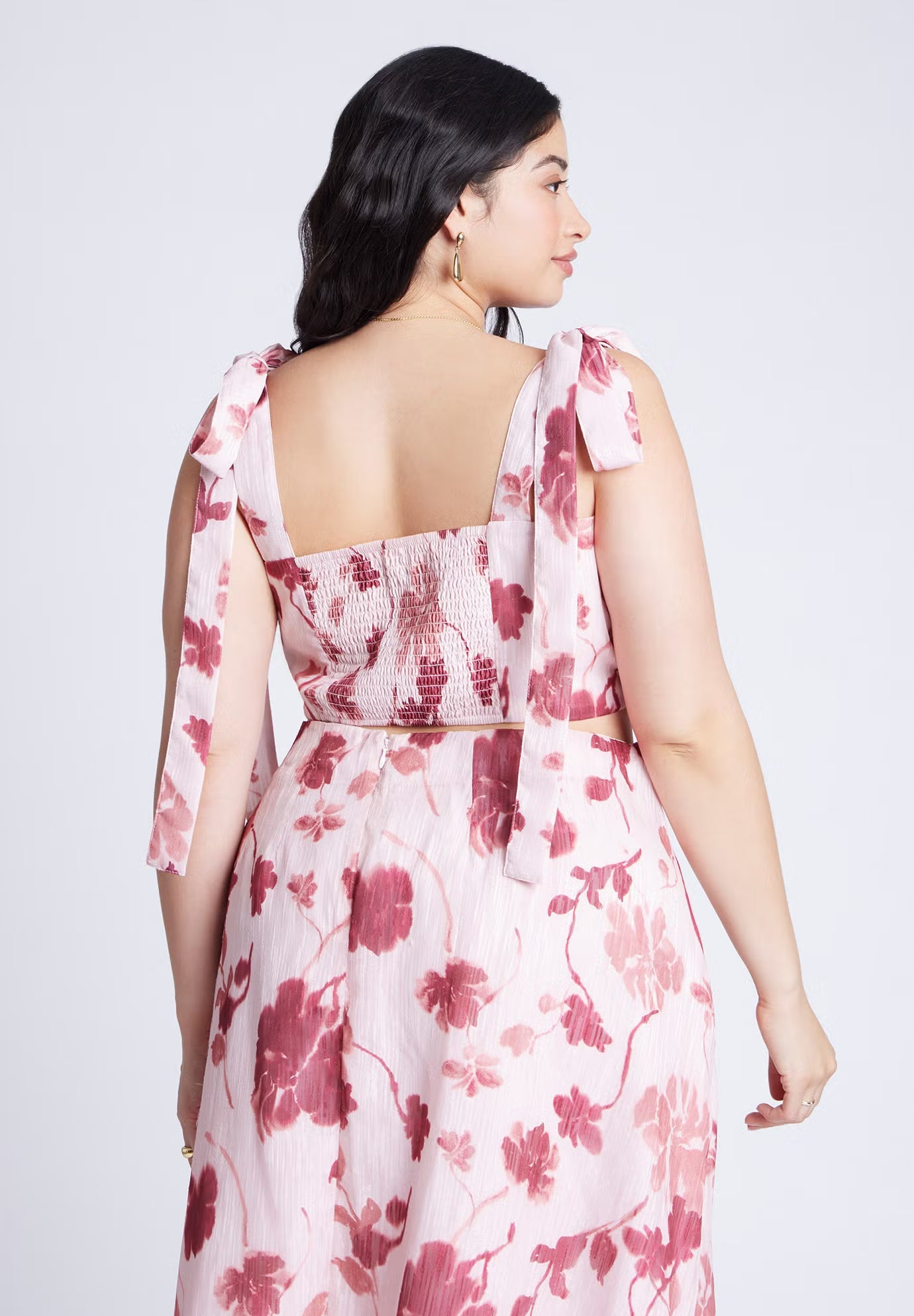 ELOQUII Floral Crop Top - Blooms Of Pink