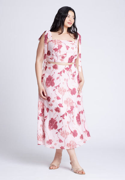 ELOQUII Floral Crop Top - Blooms Of Pink